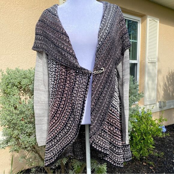 DOR DOR COUTURE HIGH LOW CARDIGAN OPEN FRONT SWEATER W/EMBELLISHED CLIP M NWT - Picture 9 of 15